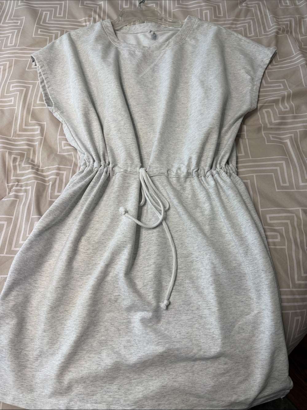 Wishlist Heather Light Grey Drawstring Waist Mini Dress